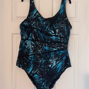 Plus Size One Piece Swimsuit in Black and Blue